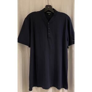 Mercer+Mettle Men's Cotton Poly Spandex Polo Shirt L No Collar Jet Black A+